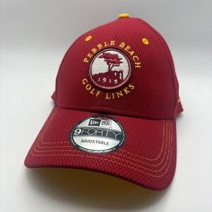 NWT Pebble Beach New Era 9Forty Adjustable Golf Hat Red/Gold Athletic Cap